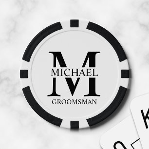 Personalized Groomsman's Name and Monogram Poker Chips