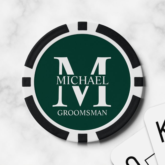 Personalized Groomsman's Name and Monogram Poker Chips (Creator Uploaded)