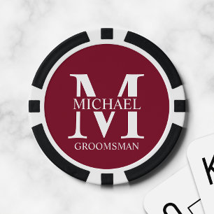 Personalized Groomsman's Name and Monogram Poker Chips