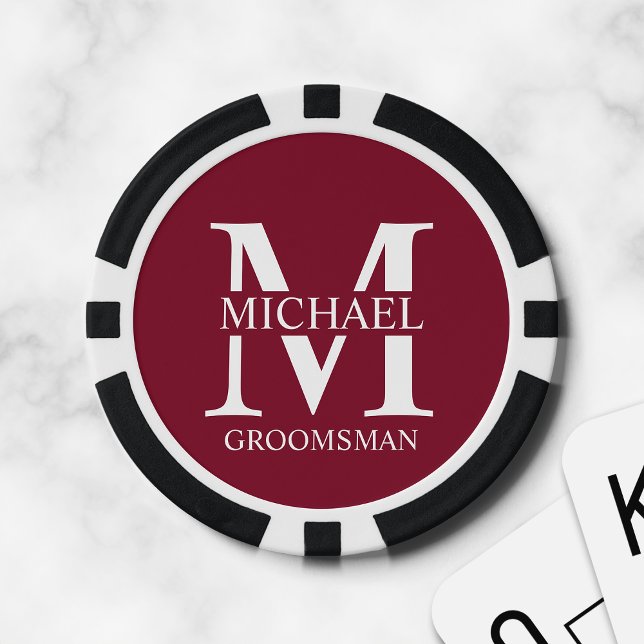 Personalized Groomsman's Name and Monogram Poker Chips (Creator Uploaded)