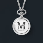 Personalized Groomsman's Name and Monogram Watch<br><div class="desc">Classic Personalized Groomsmen Gifts
featuring personalized groomsman's monogram,  name and title in black classic serif font style on white background.

Also perfect for best man,  father of the bride and more.</div>