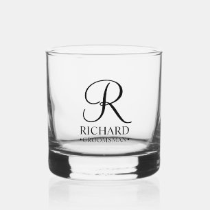 Personalized Groomsman's Name and Monogram Whiskey Glass