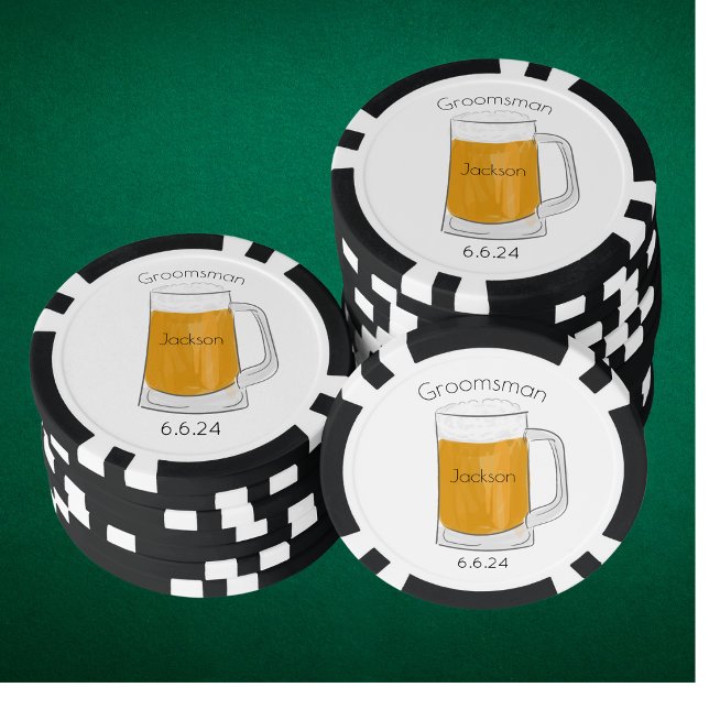 Personalized Groomsmen / Beer Pint Wedding Favour Poker Chips (Creator Uploaded)