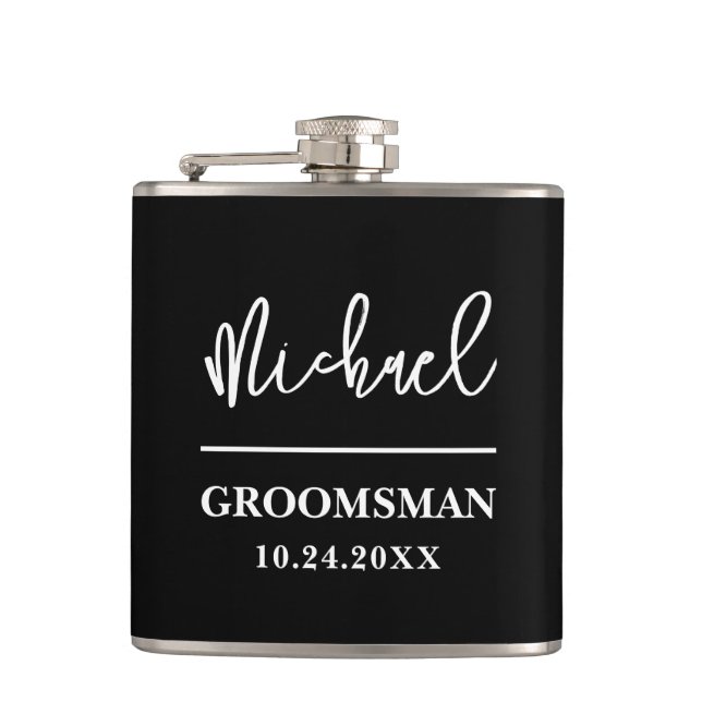 Personalized Groomsmen Best Man Gift Hip Flask (Front)