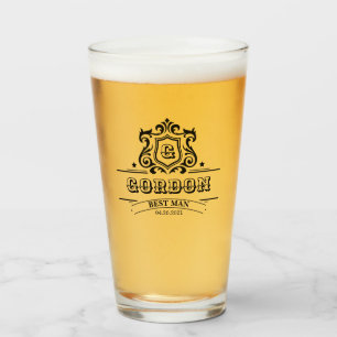 Personalized Groomsmen Bestman Groom Pint Glass