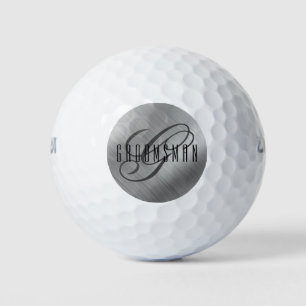 Personalized Groomsmen Brushed Silver Golf Balls