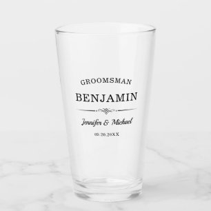 Personalized Groomsmen Gift Elegant Wedding Beer Glass