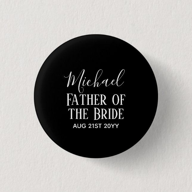 Personalized GROOMSMEN Gifts Black White Modern 1 Inch Round Button (Front)