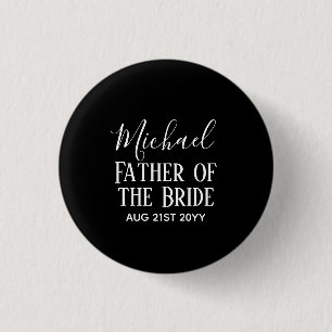 Personalized GROOMSMEN Gifts Black White Modern 1 Inch Round Button
