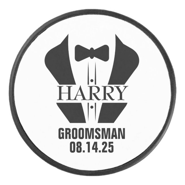 Personalized Groomsmen Gifts Hockey Puck (Front)