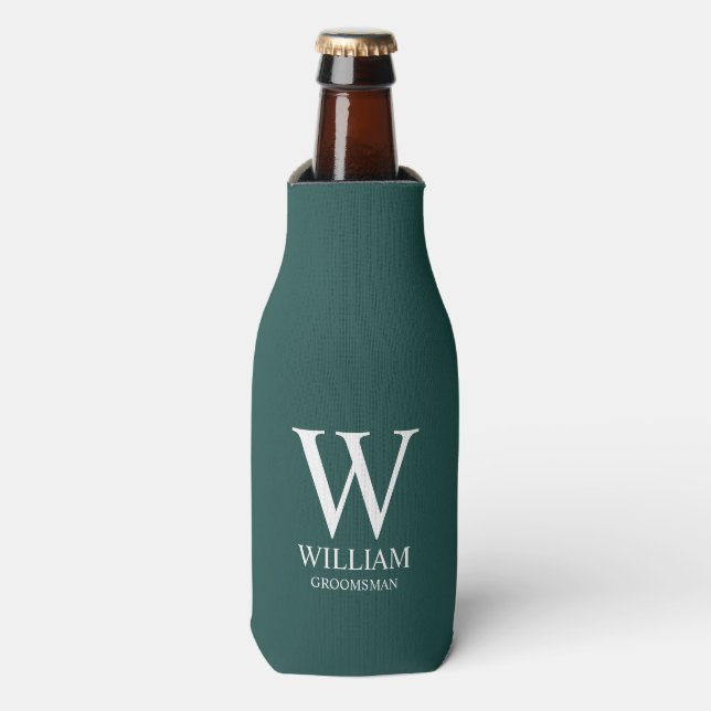 Personalized Groomsmen Monogram & Name Bottle Cooler (Bottle Front)
