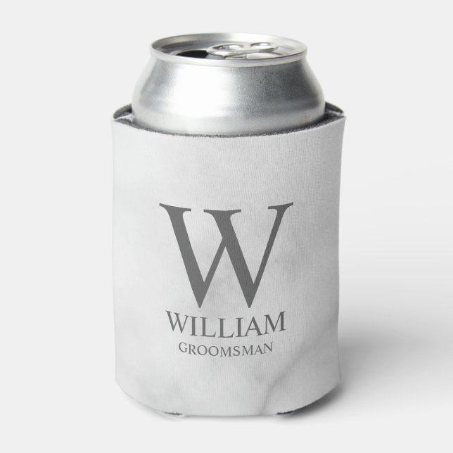 Personalized Groomsmen Monogram & Name Can Cooler (Can Front)