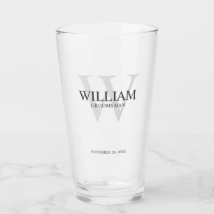 Personalized Groomsmen Monogram & Name Glass