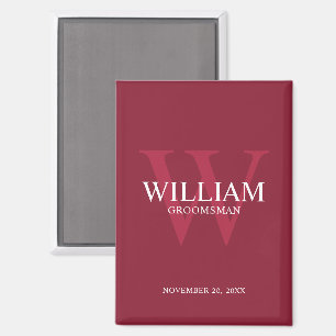 Personalized Groomsmen Monogram & Name Magnet