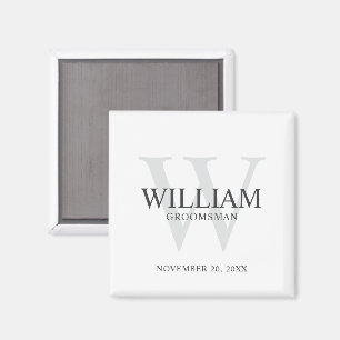 Personalized Groomsmen Monogram & Name Magnet