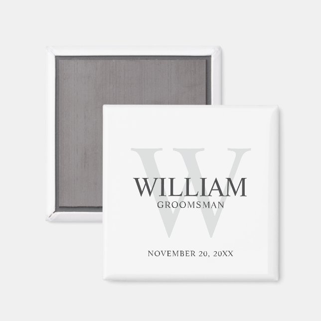 Personalized Groomsmen Monogram & Name Magnet (Front/Back)