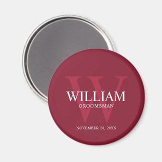 Personalized Groomsmen Monogram & Name Magnet