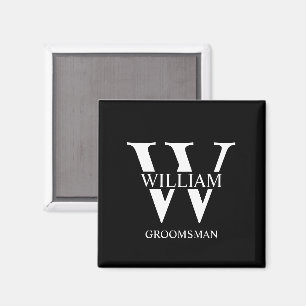 Personalized Groomsmen Monogram & Name Magnet