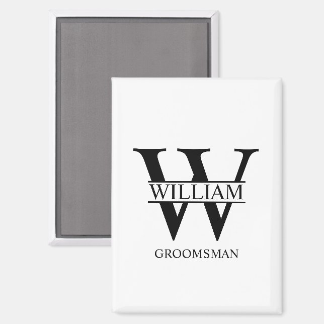 Personalized Groomsmen Monogram & Name Magnet (Front/Back)