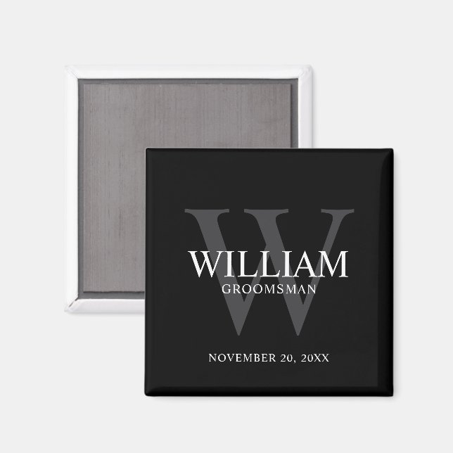 Personalized Groomsmen Monogram & Name Magnet (Front/Back)