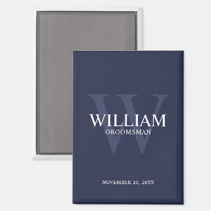 Personalized Groomsmen Monogram & Name Magnet