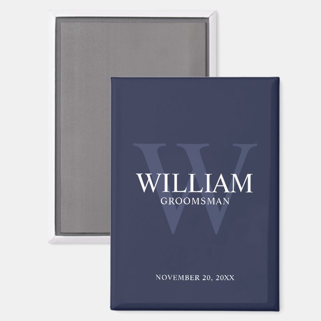 Personalized Groomsmen Monogram & Name Magnet (Front/Back)