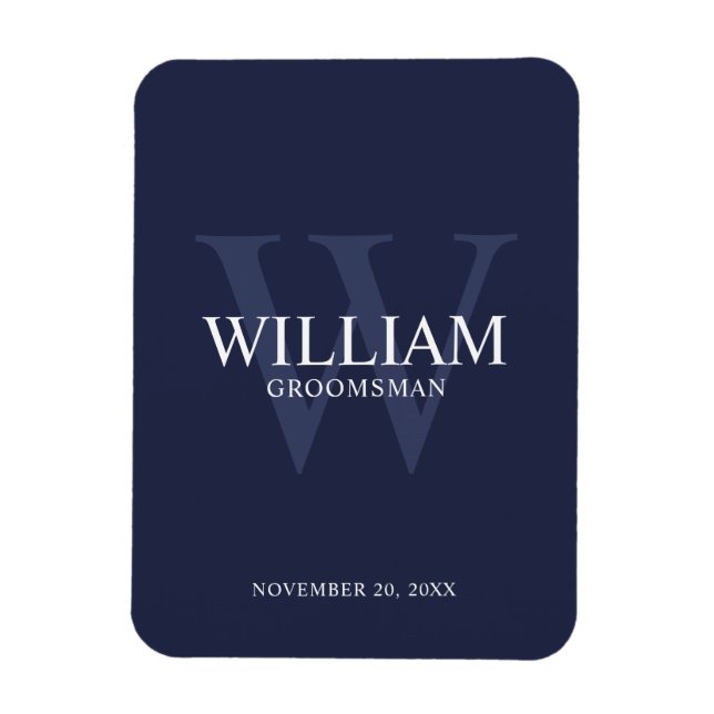 Personalized Groomsmen Monogram & Name Magnet (Vertical)