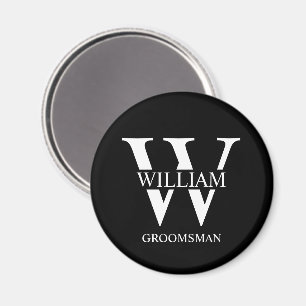 Personalized Groomsmen Monogram & Name Magnet