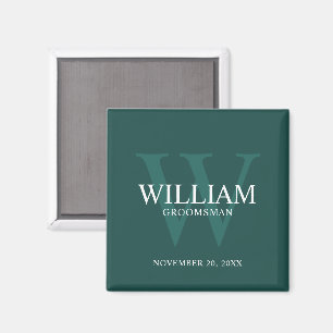 Personalized Groomsmen Monogram & Name Magnet