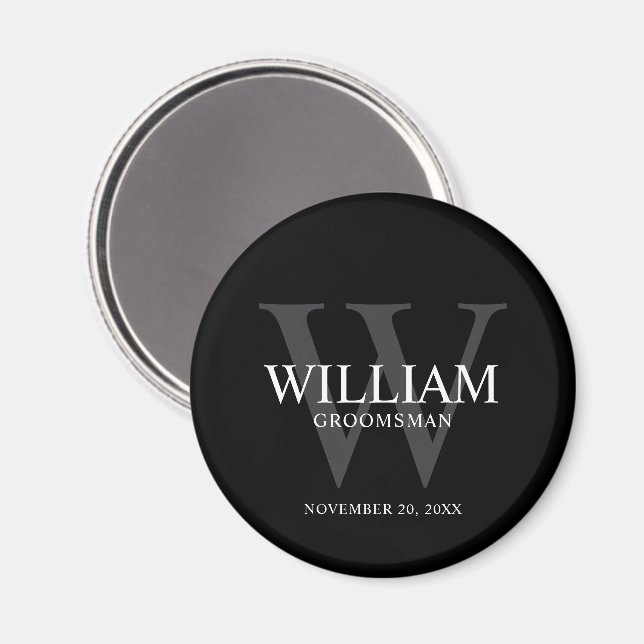 Personalized Groomsmen Monogram & Name Magnet (Front/Back)