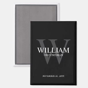 Personalized Groomsmen Monogram & Name Magnet