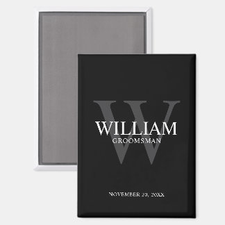 Personalized Groomsmen Monogram & Name Magnet
