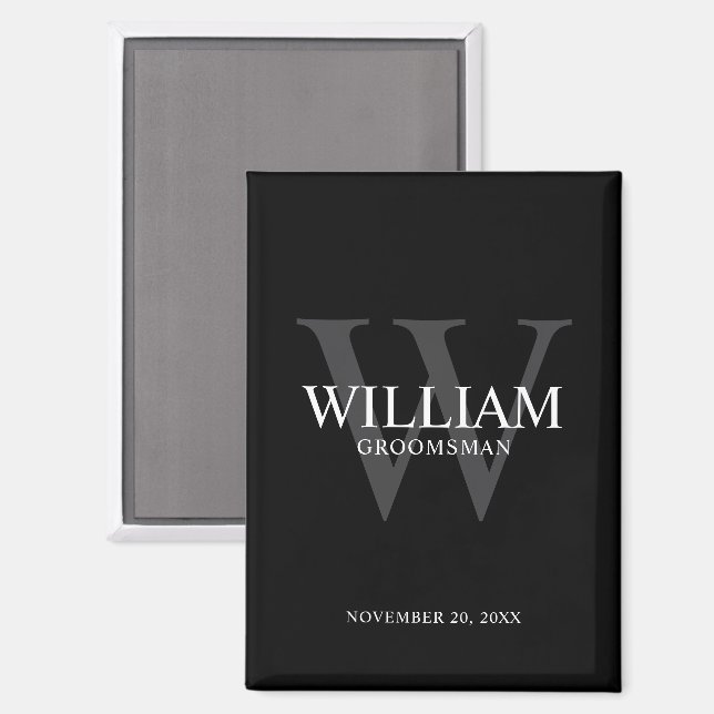Personalized Groomsmen Monogram & Name Magnet (Front/Back)