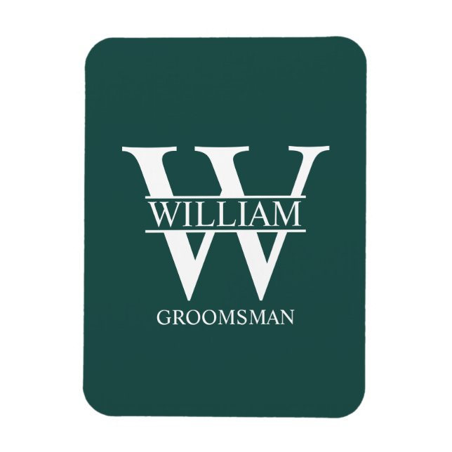 Personalized Groomsmen Monogram & Name Magnet (Vertical)