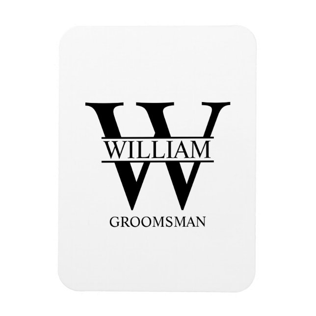 Personalized Groomsmen Monogram & Name Magnet (Vertical)
