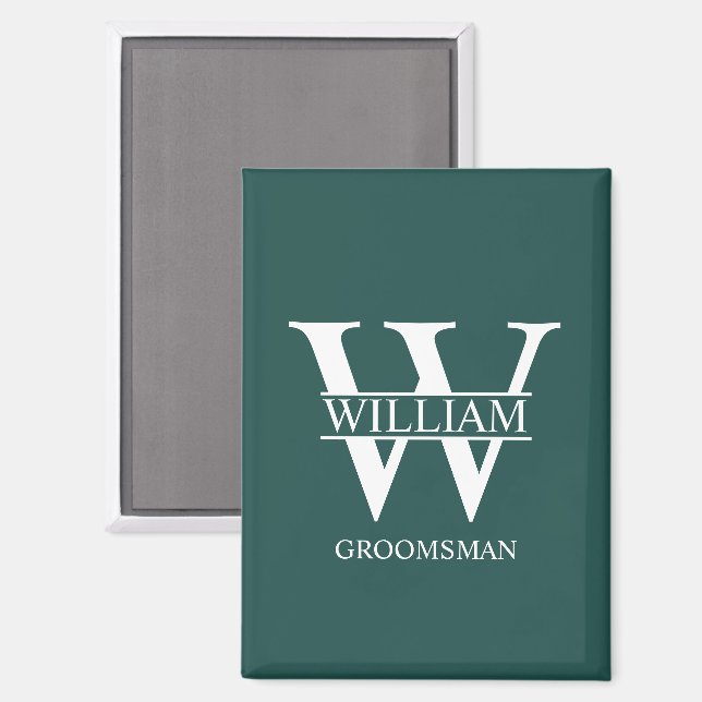 Personalized Groomsmen Monogram & Name Magnet (Front/Back)