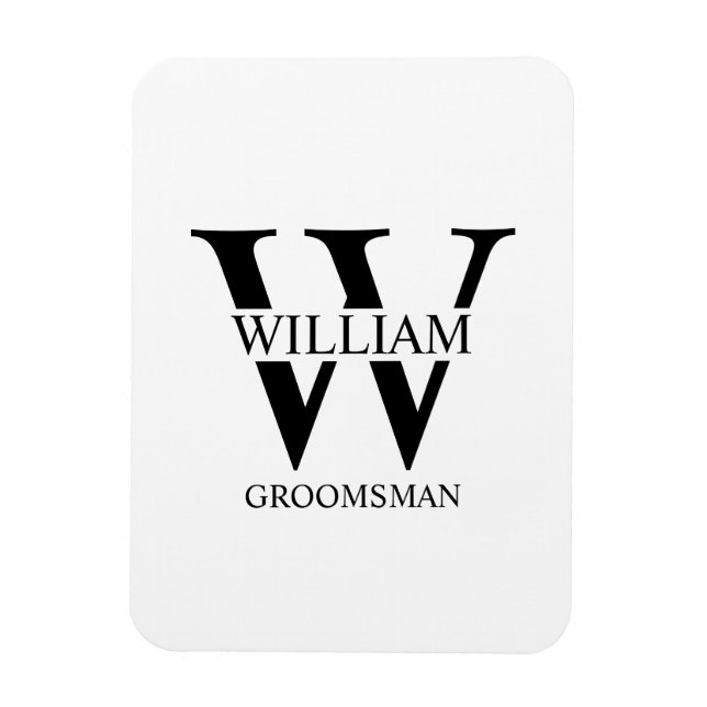 Personalized Groomsmen Monogram & Name Magnet (Vertical)