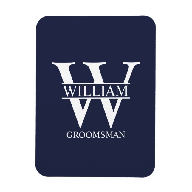 Personalized Groomsmen Monogram & Name Magnet (Vertical)