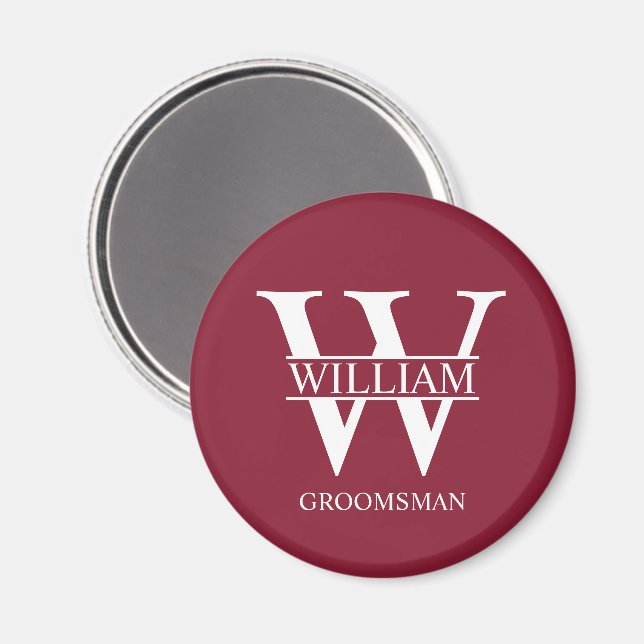 Personalized Groomsmen Monogram & Name Magnet (Front/Back)