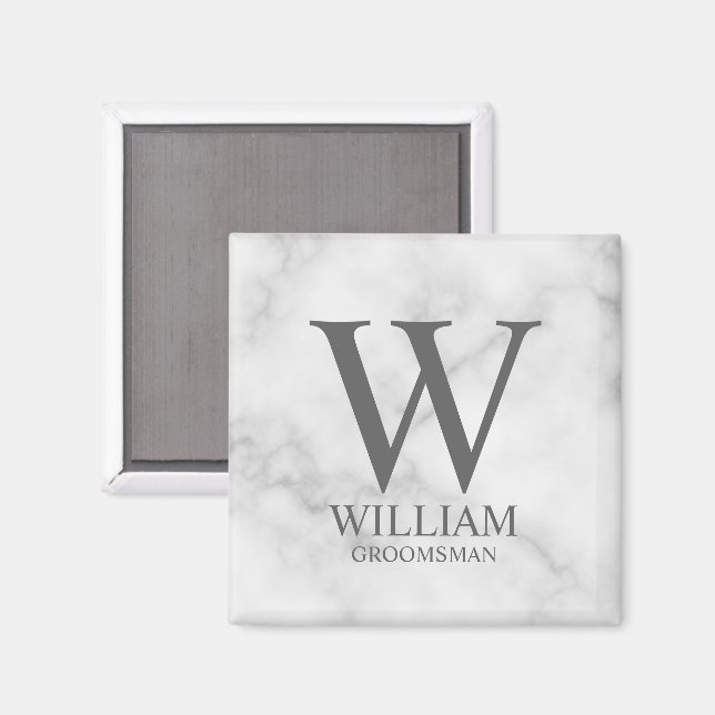 Personalized Groomsmen Monogram & Name Magnet (Front/Back)