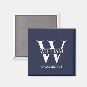 Personalized Groomsmen Monogram & Name Magnet