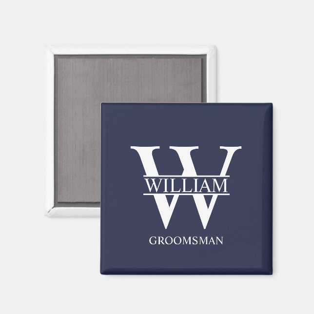 Personalized Groomsmen Monogram & Name Magnet (Front/Back)