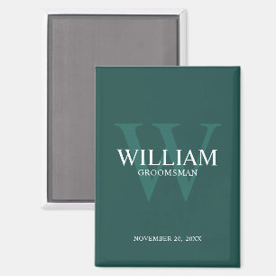 Personalized Groomsmen Monogram & Name Magnet
