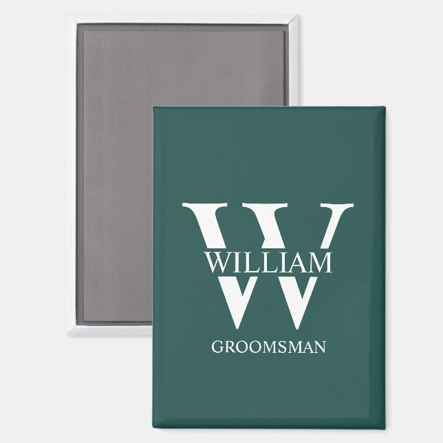 Personalized Groomsmen Monogram & Name Magnet (Front/Back)