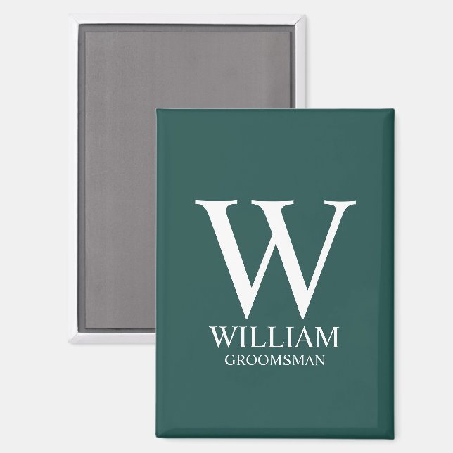 Personalized Groomsmen Monogram & Name Magnet (Front/Back)