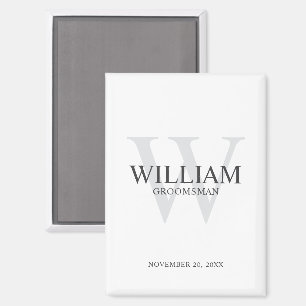 Personalized Groomsmen Monogram & Name Magnet