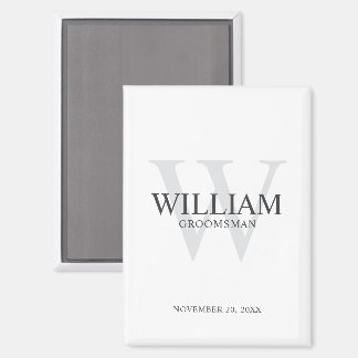 Personalized Groomsmen Monogram & Name Magnet