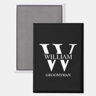 Personalized Groomsmen Monogram & Name Magnet