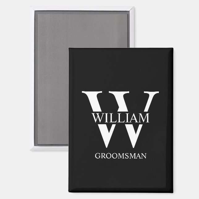 Personalized Groomsmen Monogram & Name Magnet (Front/Back)