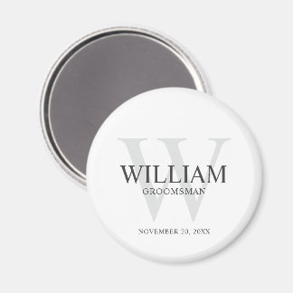 Personalized Groomsmen Monogram & Name Magnet